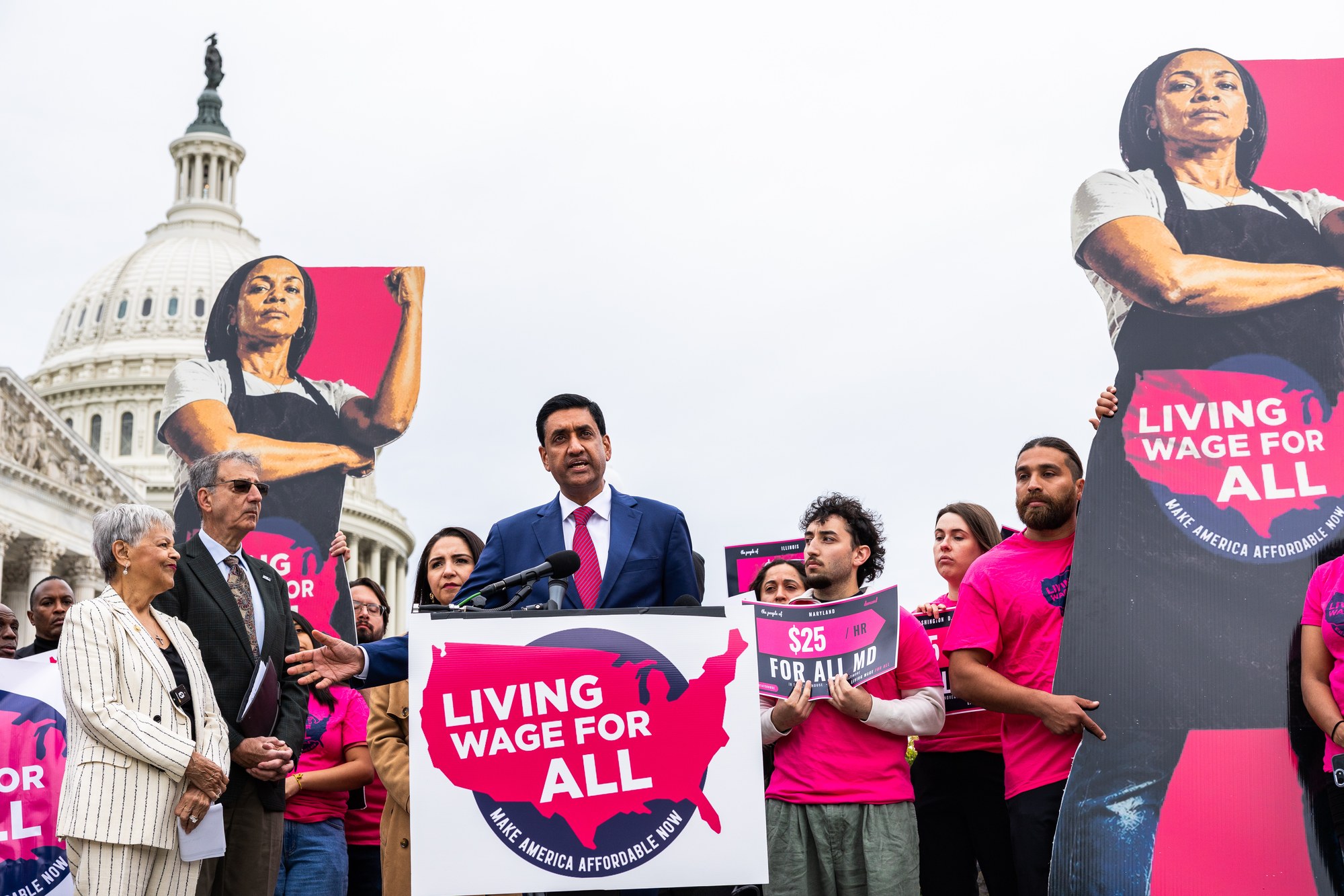 Rep. Ro Khanna speaks at the California rally for Living Wage For All at the U.S. Capitol